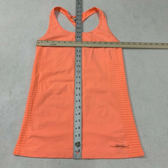 Under Armour Heat Gear Tank Top Women's Size M Neon Orange Fitted Racerback Tee - Picture 5 of 9